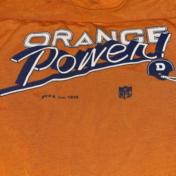 Vintage 70s 1979 Denver Broncos Orange Power Knit Shirt Made In USA - Picture 2 of 7